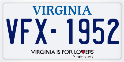 VA license plate VFX1952