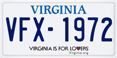 VA license plate VFX1972