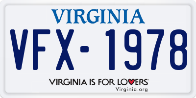 VA license plate VFX1978