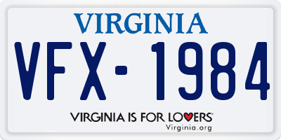 VA license plate VFX1984