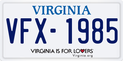 VA license plate VFX1985