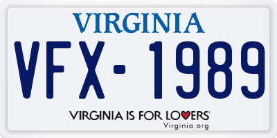 VA license plate VFX1989