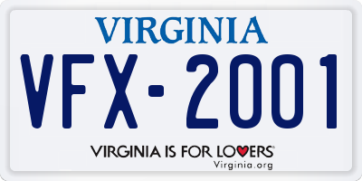 VA license plate VFX2001