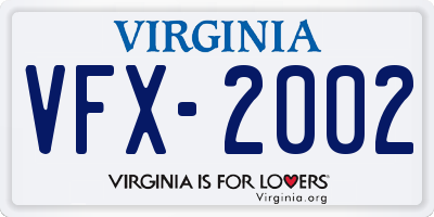 VA license plate VFX2002