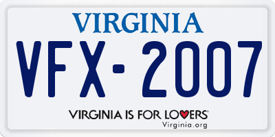 VA license plate VFX2007
