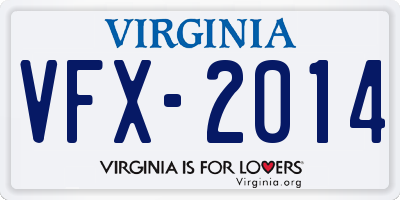 VA license plate VFX2014