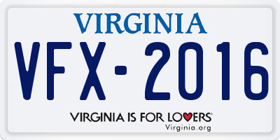 VA license plate VFX2016