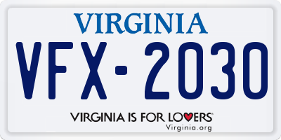 VA license plate VFX2030