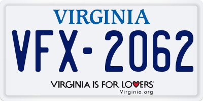 VA license plate VFX2062