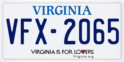 VA license plate VFX2065