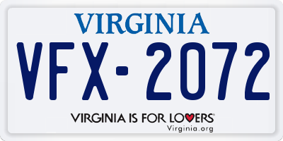 VA license plate VFX2072