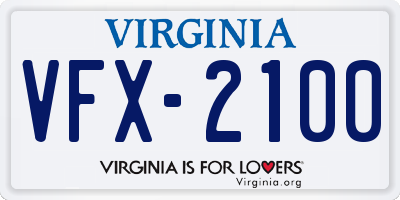 VA license plate VFX2100