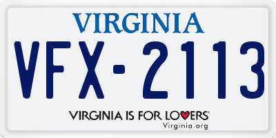 VA license plate VFX2113