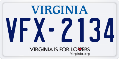 VA license plate VFX2134