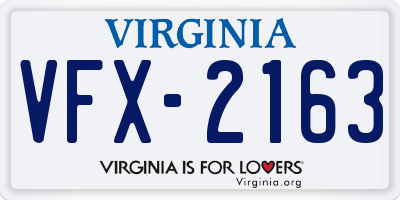 VA license plate VFX2163