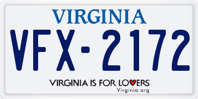 VA license plate VFX2172