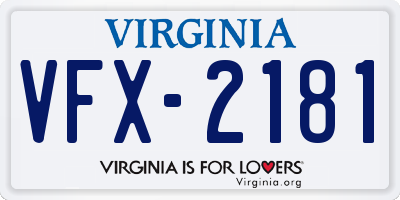 VA license plate VFX2181