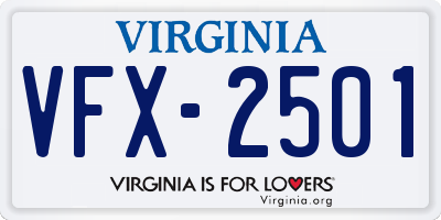 VA license plate VFX2501