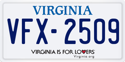 VA license plate VFX2509