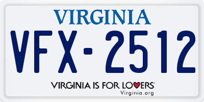VA license plate VFX2512