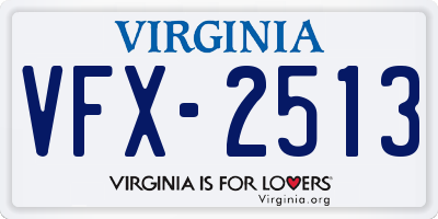 VA license plate VFX2513