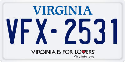 VA license plate VFX2531
