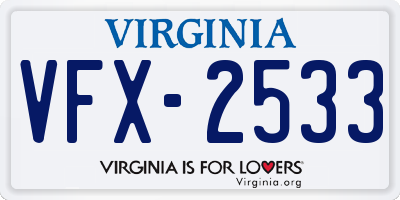 VA license plate VFX2533