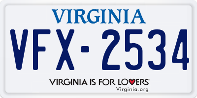 VA license plate VFX2534