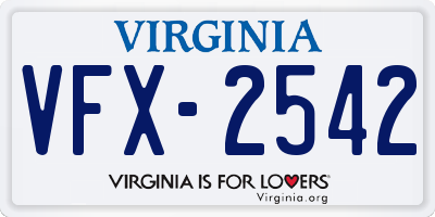 VA license plate VFX2542