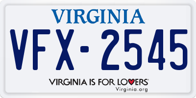 VA license plate VFX2545