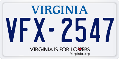 VA license plate VFX2547