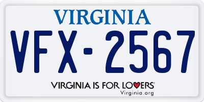 VA license plate VFX2567