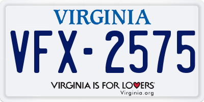 VA license plate VFX2575