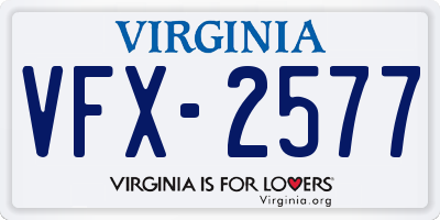 VA license plate VFX2577