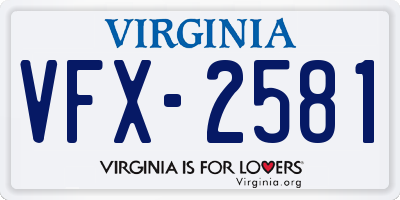 VA license plate VFX2581