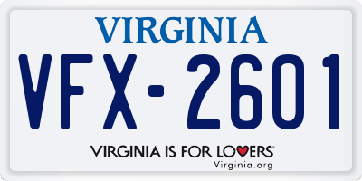 VA license plate VFX2601