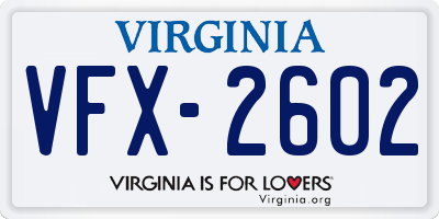VA license plate VFX2602