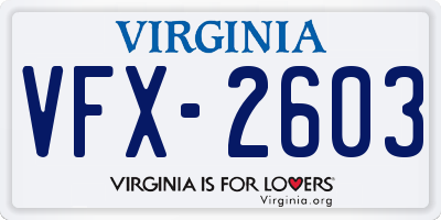 VA license plate VFX2603