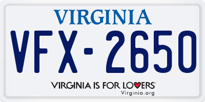 VA license plate VFX2650