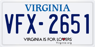 VA license plate VFX2651