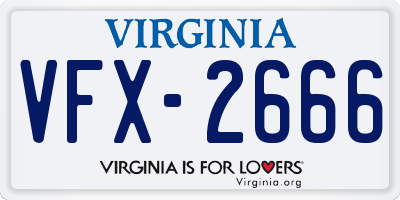 VA license plate VFX2666