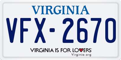 VA license plate VFX2670