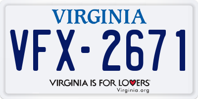 VA license plate VFX2671