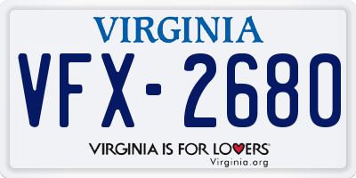 VA license plate VFX2680