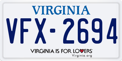 VA license plate VFX2694