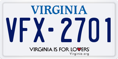 VA license plate VFX2701