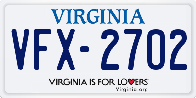 VA license plate VFX2702