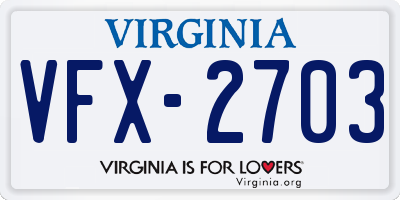 VA license plate VFX2703