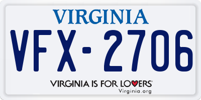 VA license plate VFX2706