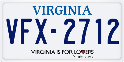 VA license plate VFX2712